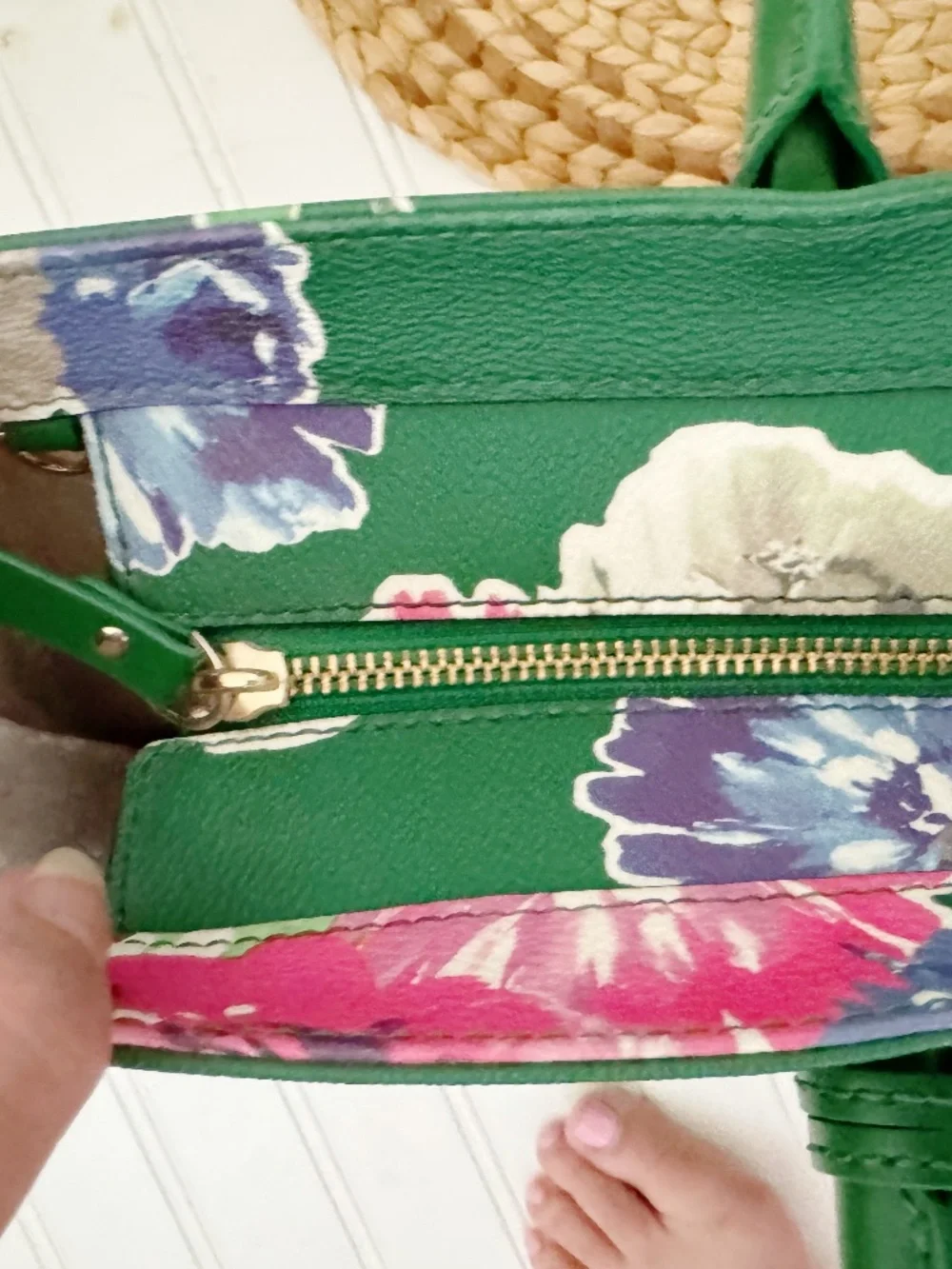 Kate Spade Brightwater Drive Jules Spring Bloom Floral tote handbag Green